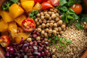 pflanzenbasierte Longevity Ernährung mit Gemüse und Hülsenfrüchten in Frankfurt